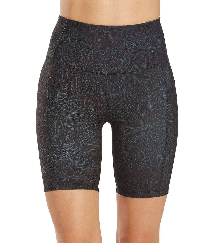 Clothing Everyday Yoga Yoga Shorts | Uphold Tribe High Waisted Biker Shorts With Pockets 7" Black Tribal