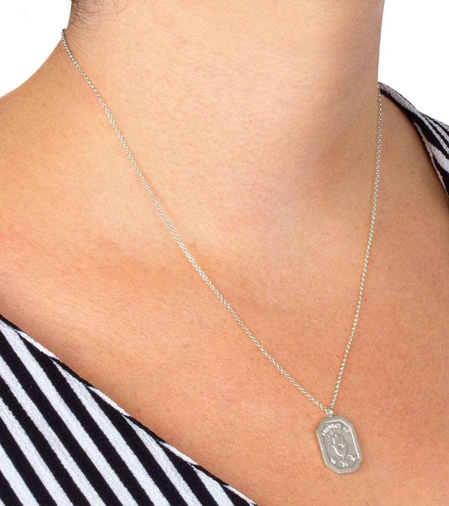 Accessories Dogeared | Protect Me Hamsa Tablet Necklace Silver