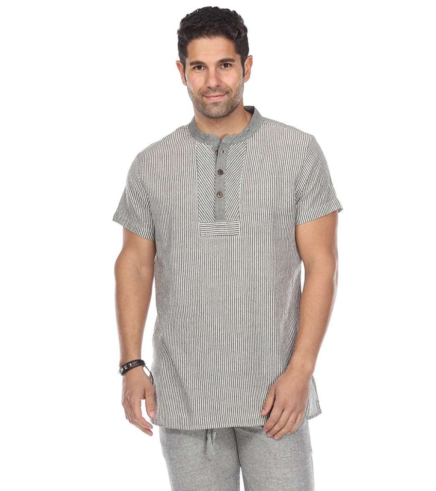 Clothing Yak & Yeti Men'S Yoga Shirts | Men'S Striped Button Up Shirt