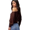 Clothing Spiritual Gangster Yoga Tops | Ballet Rib Banded Hem Vida Heather Chocolate Brown