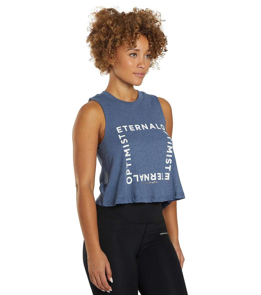 Clothing Spiritual Gangster Yoga Tops | Eternal Optimist Crop Tank H Dusty Denim