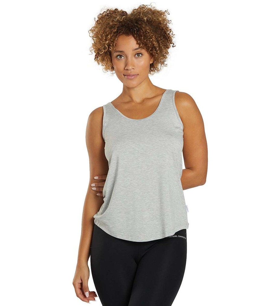 Clothing Boody Yoga Tops | Relaxed Tank Light Grey Marl