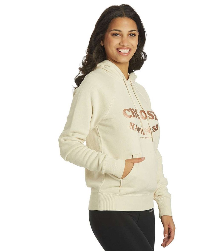 Clothing Spiritual Gangster Yoga Jackets & Sweatshirts | Happiness Classic Kangaroo Pocket Hoodie Creamy Stone