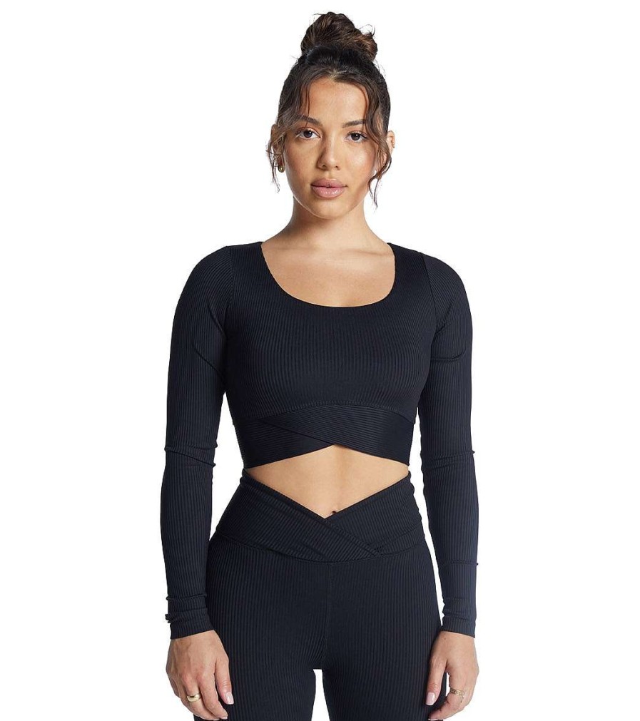 Clothing Year of Ours Yoga Tops | Ribbed V Crop Long Sleeve