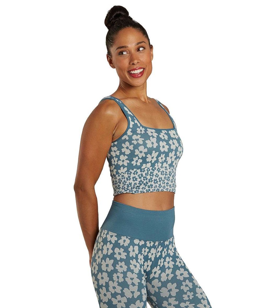 Clothing Spiritual Gangster Yoga Sports Bras | Amara Jacquard Longline Bra Coastal Floral