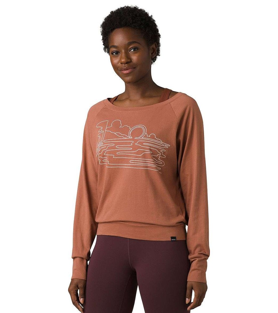 Clothing prAna Yoga Jackets & Sweatshirts | Organic Graphic Long Sleeve Soft Musk Open Heart