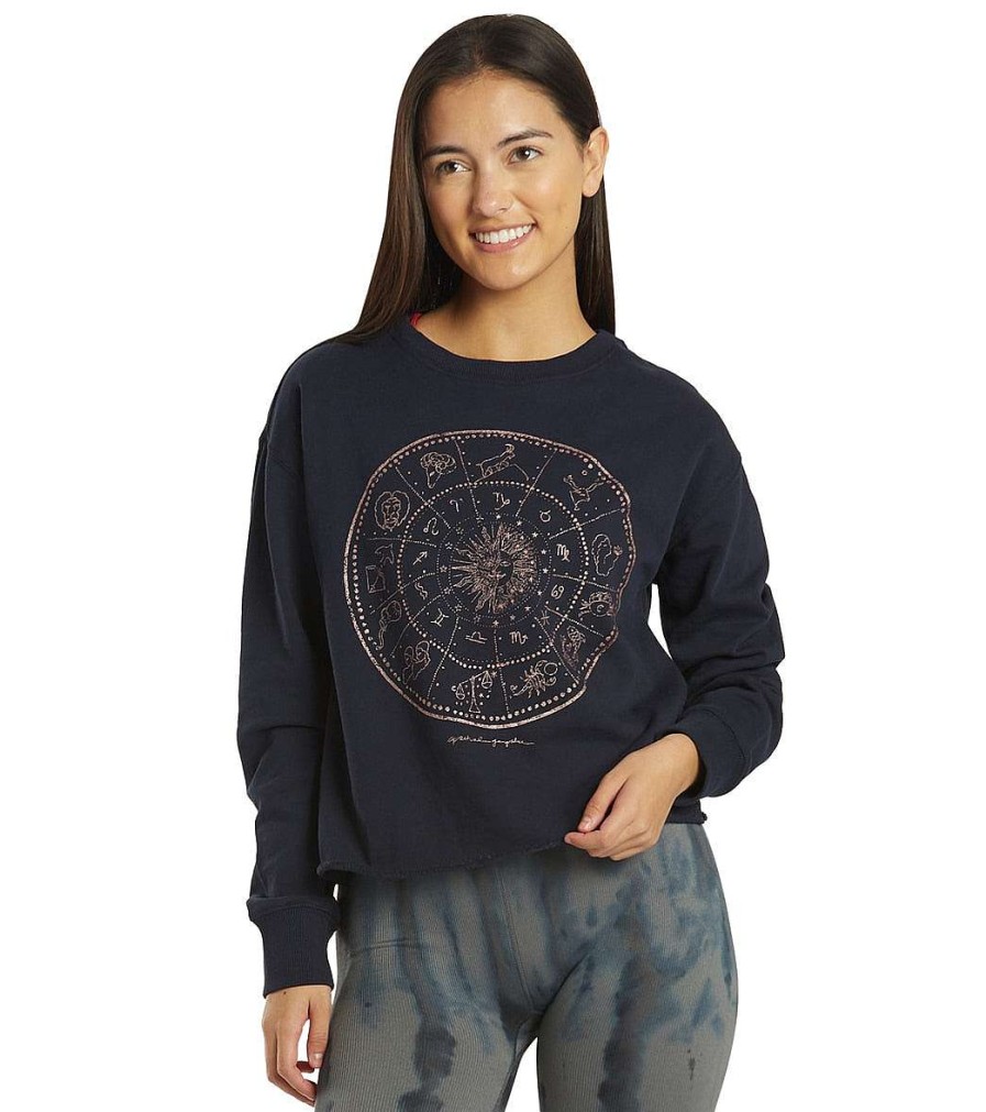 Clothing Spiritual Gangster Yoga Jackets & Sweatshirts | Zodiac Cal Mazzy Pullover Sweater Sapphire