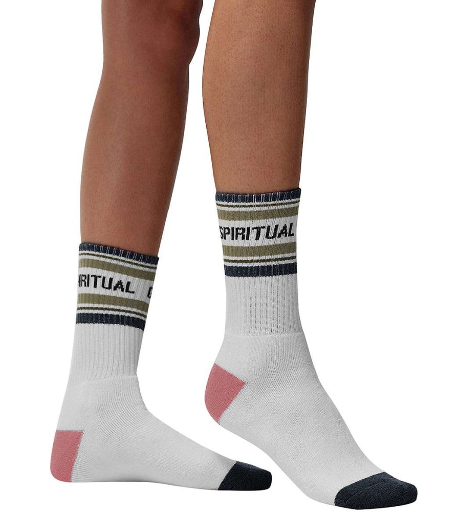 Accessories Spiritual Gangster | Sg Stripe Crew Sock White