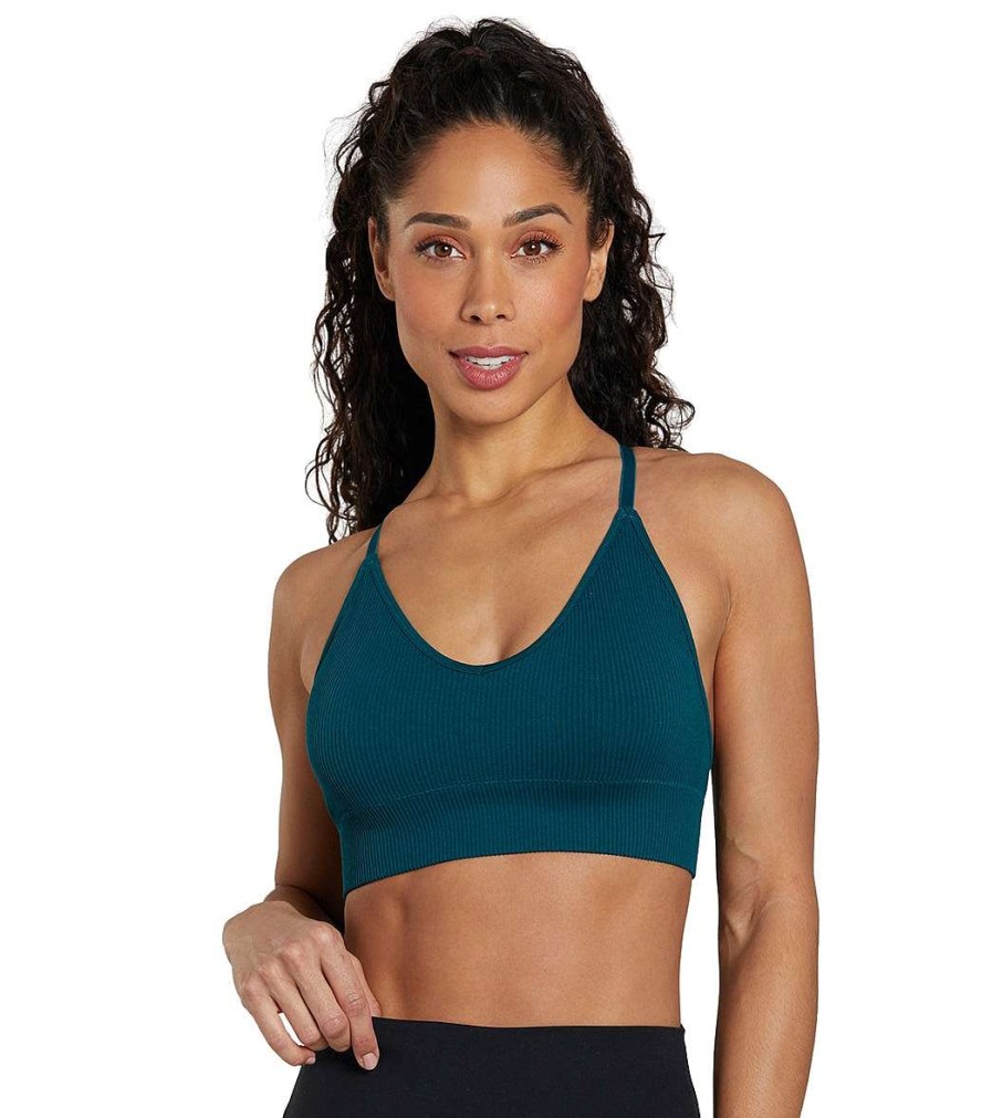 Clothing Spiritual Gangster Yoga Sports Bras | Selene Seamless Triangle Rib Bra Pine