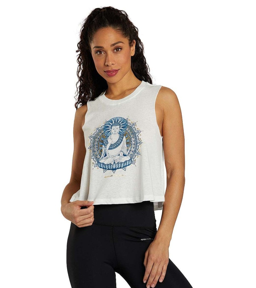 Clothing Spiritual Gangster Yoga Tops | Buddha Crop Tank Stone