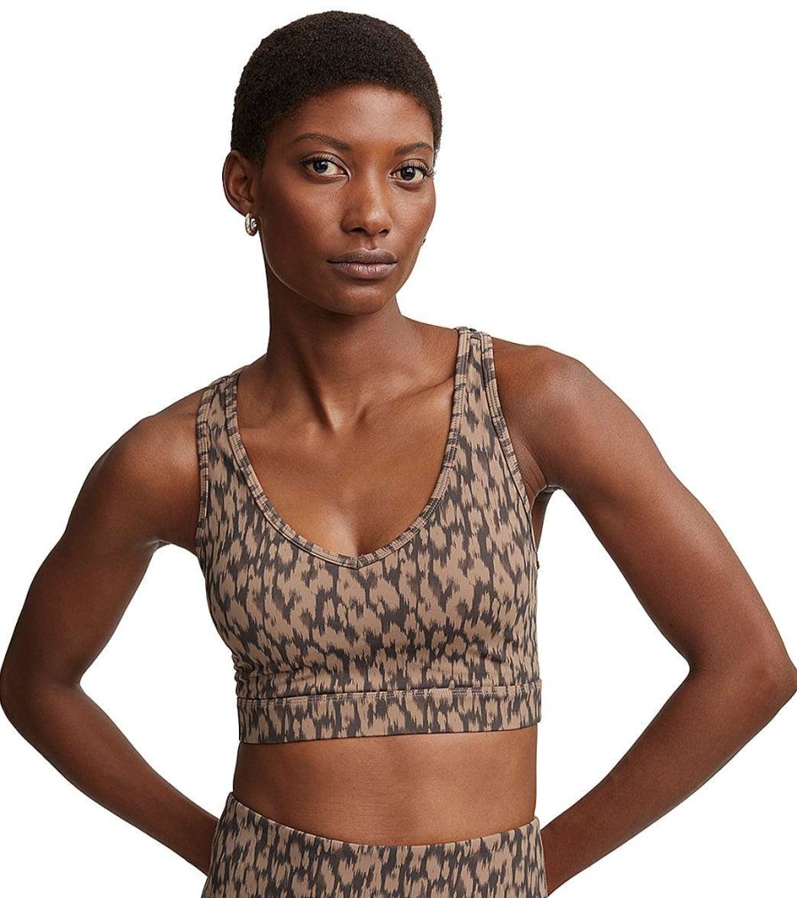 Clothing Varley Yoga Sports Bras | Form Park Bra Cocoa Etched Animal