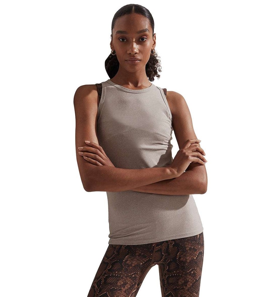 Clothing Varley Yoga Tops | Connie Tank Taupe Marl