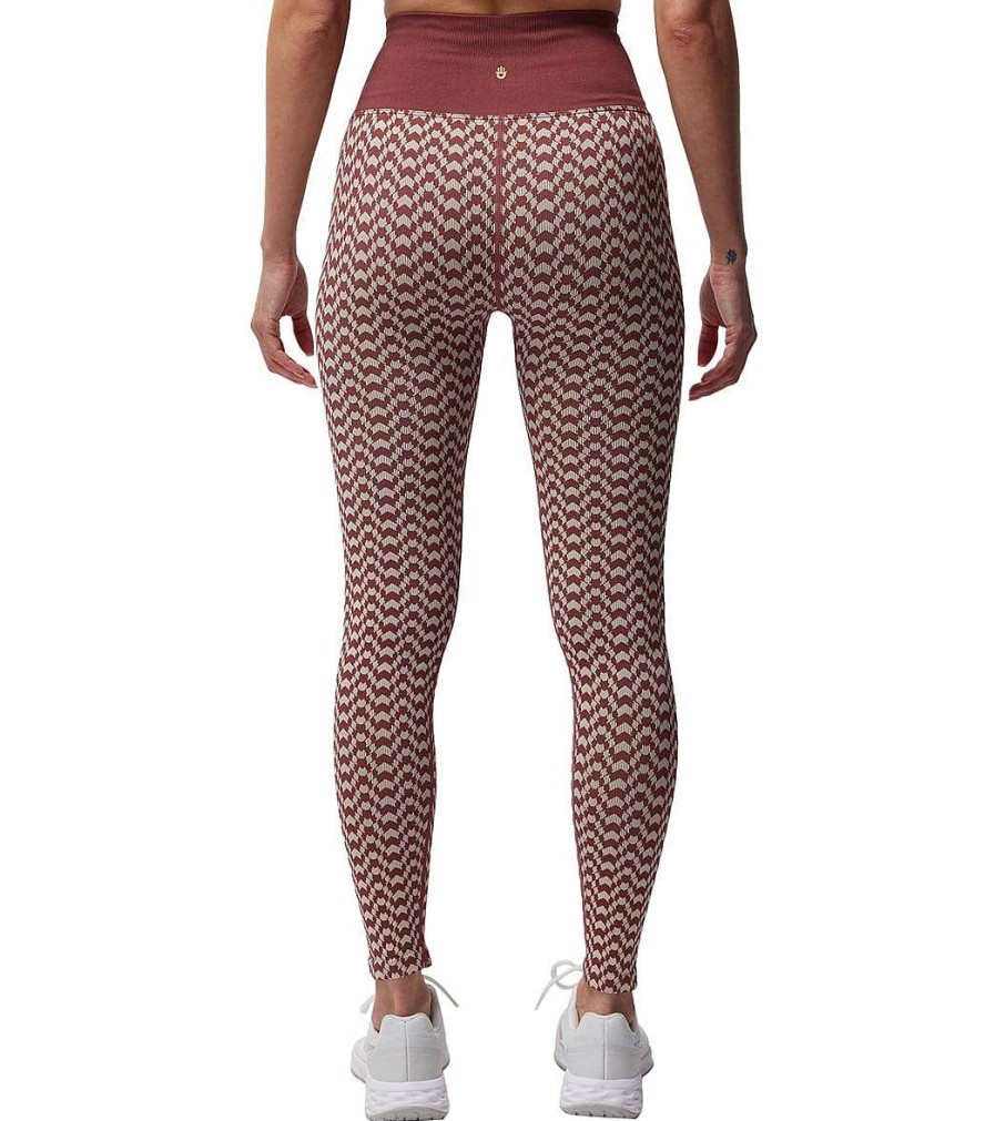 Clothing Spiritual Gangster Yoga Leggings | Seamless Jacquard 7/8 Legging Canyon Geo Burgundy