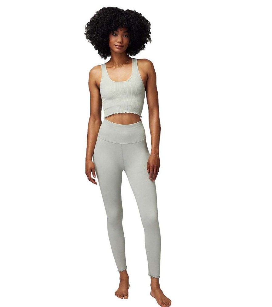 Clothing Spiritual Gangster Yoga Leggings | Love Sculpt Seamless 7/8 Ruffle Legging Sage