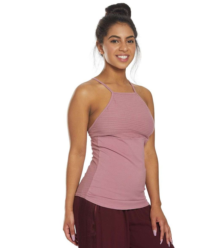 Clothing Hard Tail Yoga Support Tanks | Mitered Low V-Back Yoga Support Tank Dusty Rose