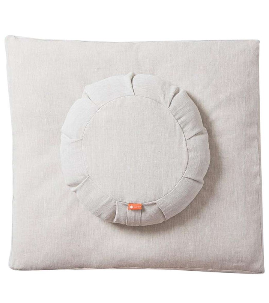 Meditation Halfmoon | Linen Round Sit Set Fresco/Natural Linen