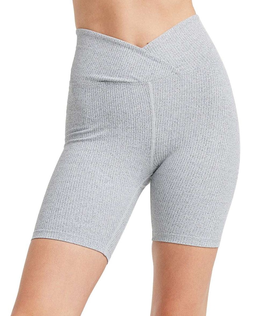 Clothing Year of Ours Yoga Shorts | Ribbed V-Waist Biker Short Heathered Grey