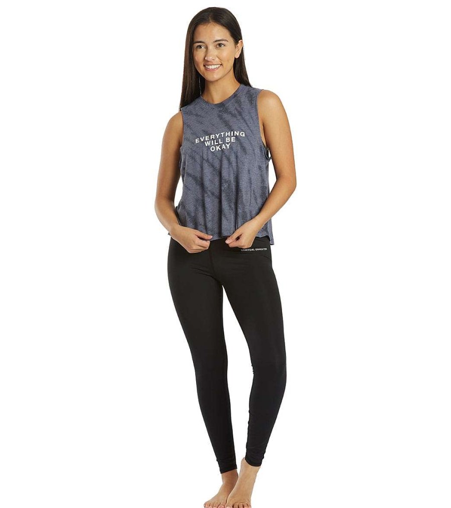 Clothing Spiritual Gangster Yoga Tops | Everything Crop Tank Steel Tie Dye