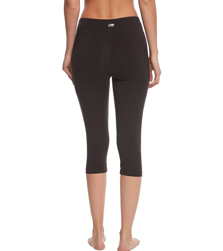 Clothing Marika Yoga Leggings | Tummy Control Cotton Yoga Capris Black