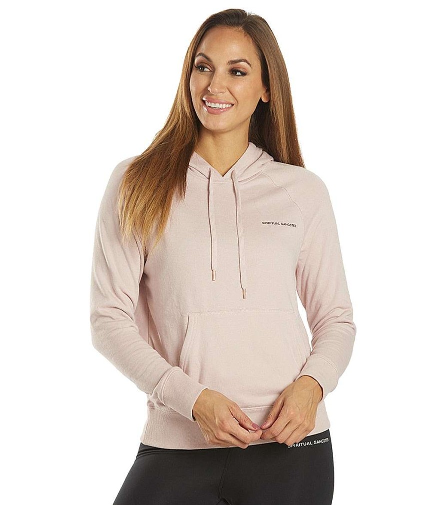 Clothing Spiritual Gangster Yoga Jackets & Sweatshirts | Love Light Pullover Hoodie Rose Quartz