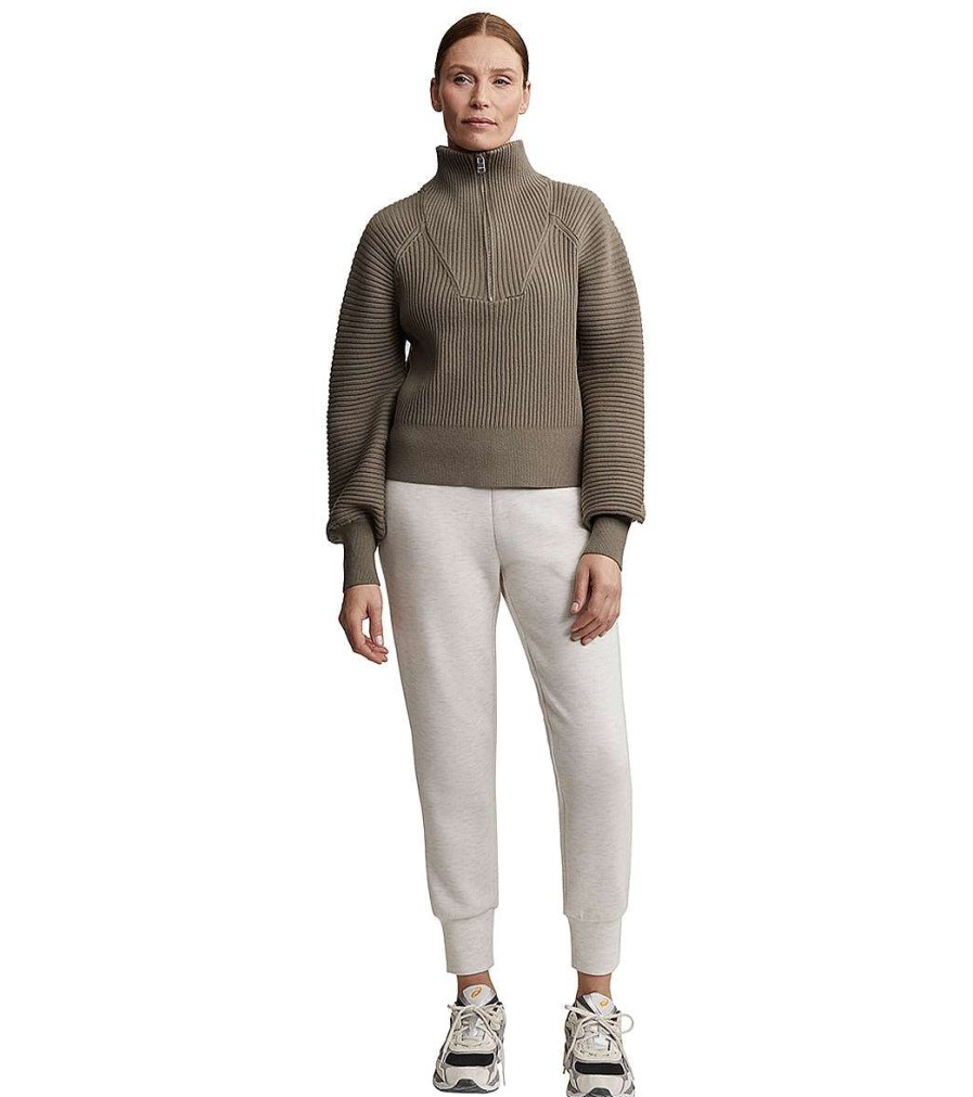 Clothing Varley Yoga Jackets & Sweatshirts | Reid Half Zip Knit Gravity Sage