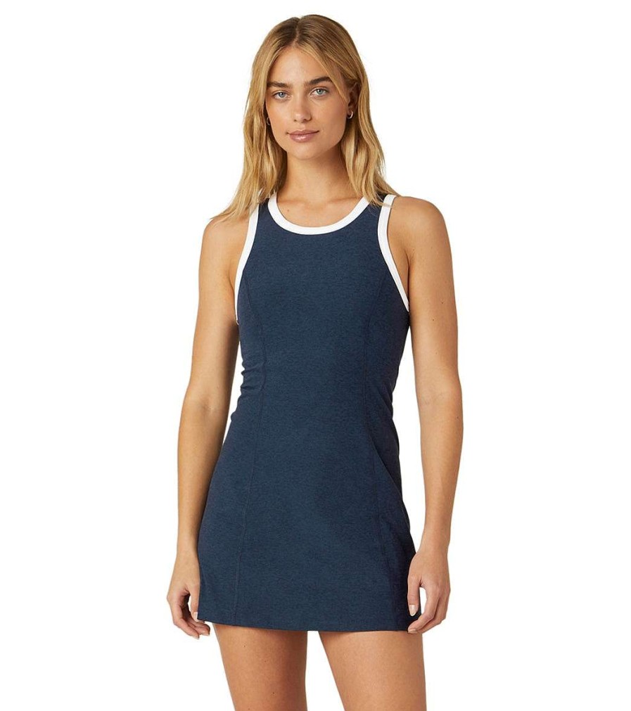 Clothing Beyond Yoga Yoga Dresses & Skirts | Spacedye Outlines Dress Nocturnal Navy-Cloud White