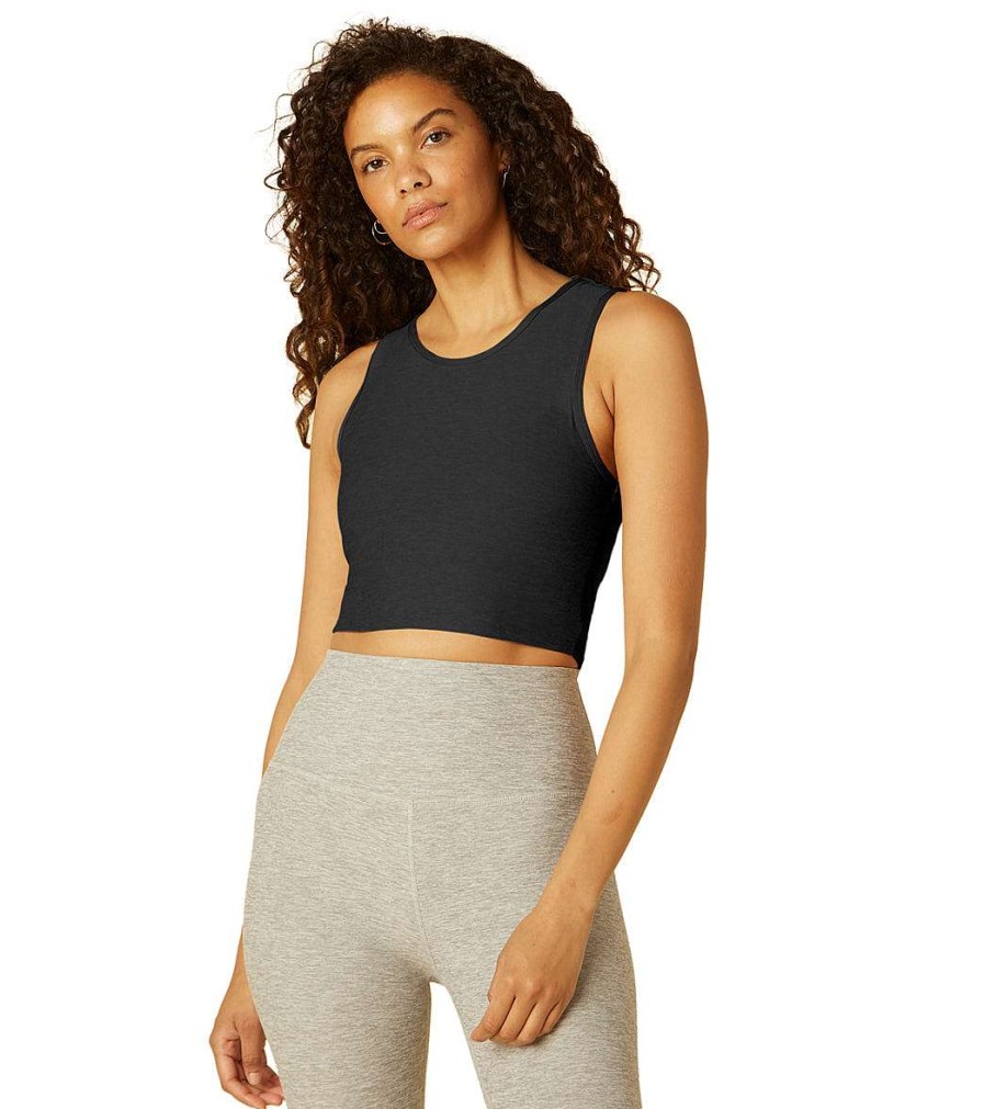 Clothing Beyond Yoga Yoga Tops | Featherweight Top Notch Cropped Tank Darkest Night