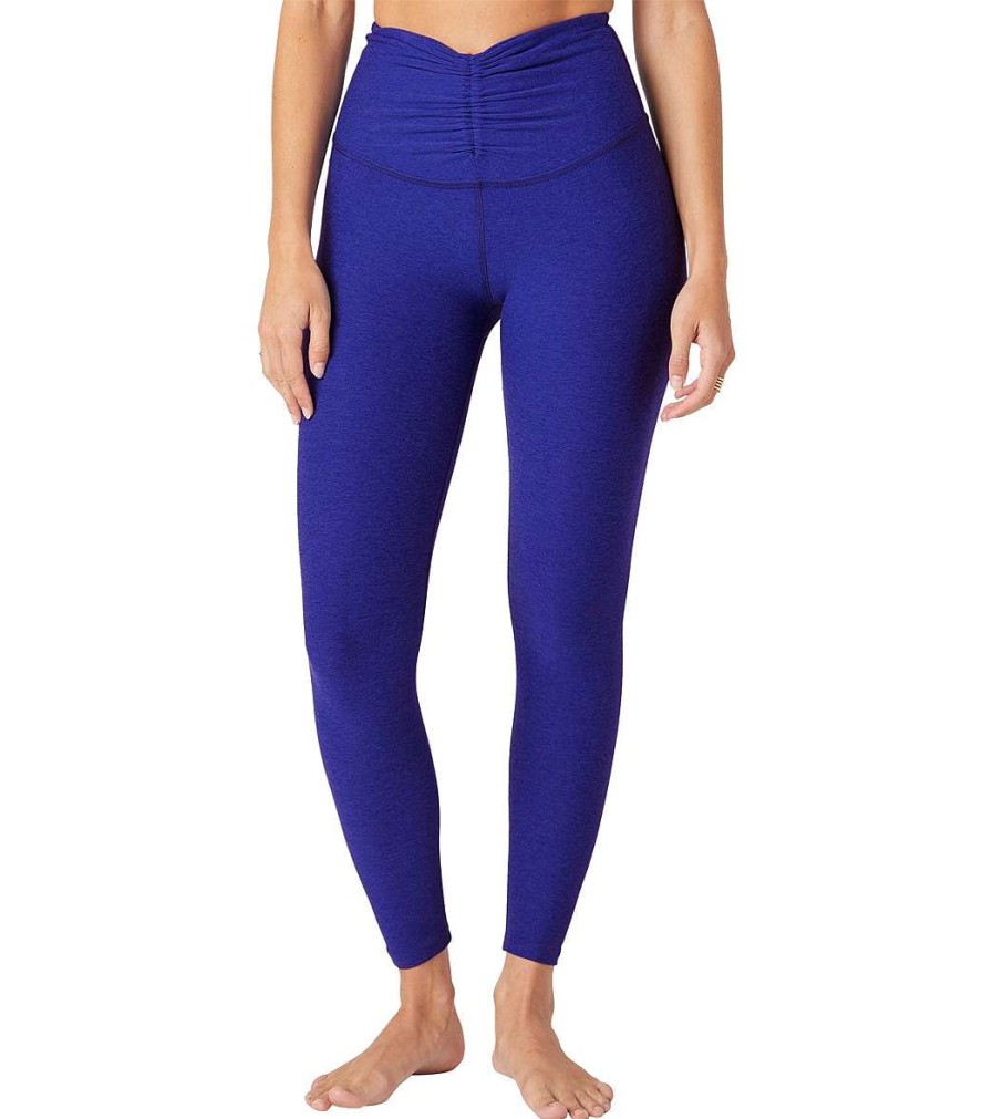 Clothing Beyond Yoga Yoga Leggings | Spacedye Centered Midi Leggings Sapphire Blue Heather