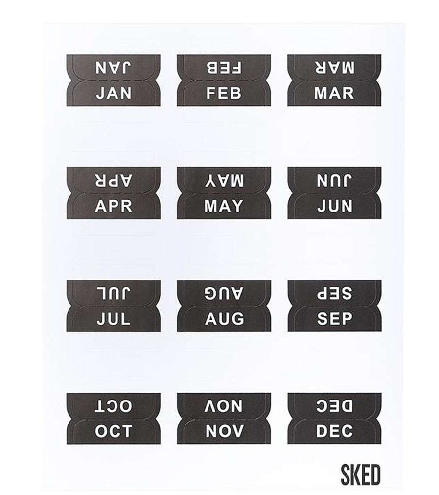 Home & Wellness Sked Planner | Monthly Tab Stickers Black