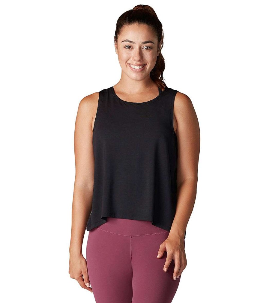 Clothing Tavi Yoga Tops | High Low Tank Ebony