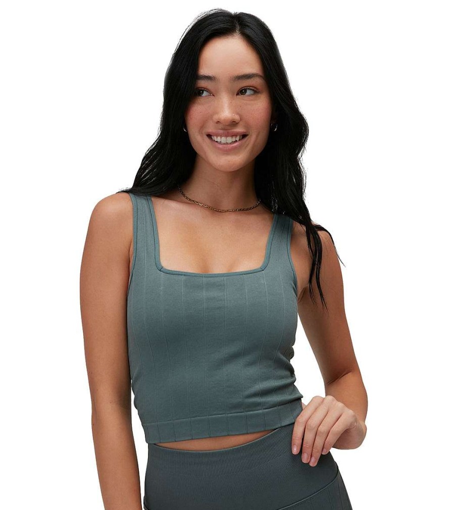 Clothing Spiritual Gangster Yoga Support Tanks | Amara Wide Rib Seamless Tank Winter Thyme