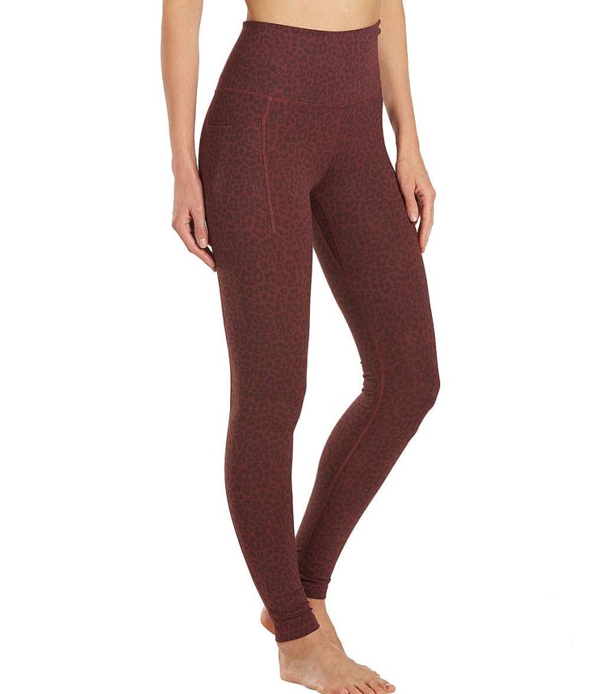 Clothing Everyday Yoga Yoga Leggings | Uphold Cheetah High Waisted Leggings With Pockets 28" Burgundy Cheetah