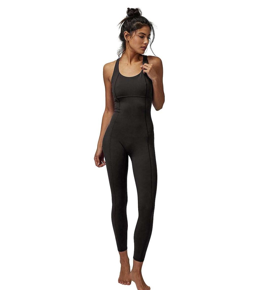 Clothing Spiritual Gangster Yoga Leotards & Jumpsuits | Flaunt Dream Tech Eco Jersey 7/8 Bodysuit Black