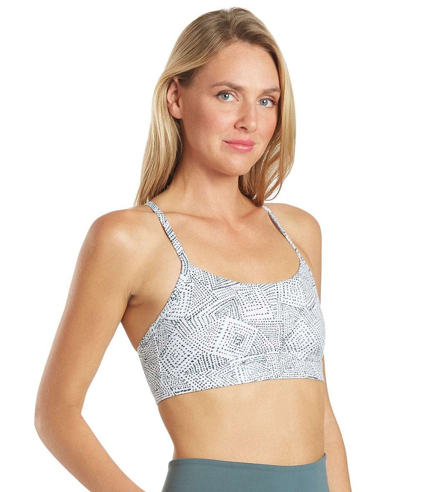 Clothing Everyday Yoga Yoga Sports Bras | Delight Tribe Racer Back Sports Bra White Tribal