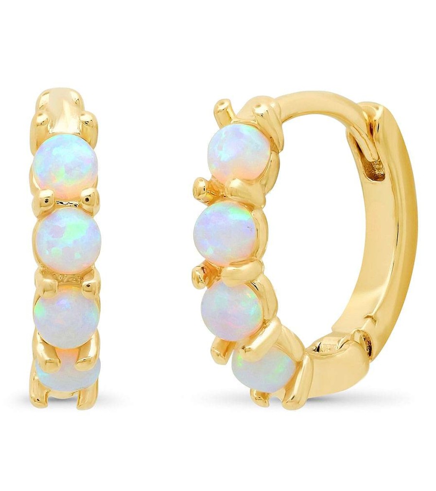 Accessories TAI Jewelry | Huggies With Opal Accents Gold