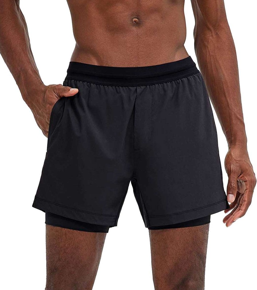 Clothing Rhone Men'S Yoga Shorts | 5" Mako Tech Short Lined Black