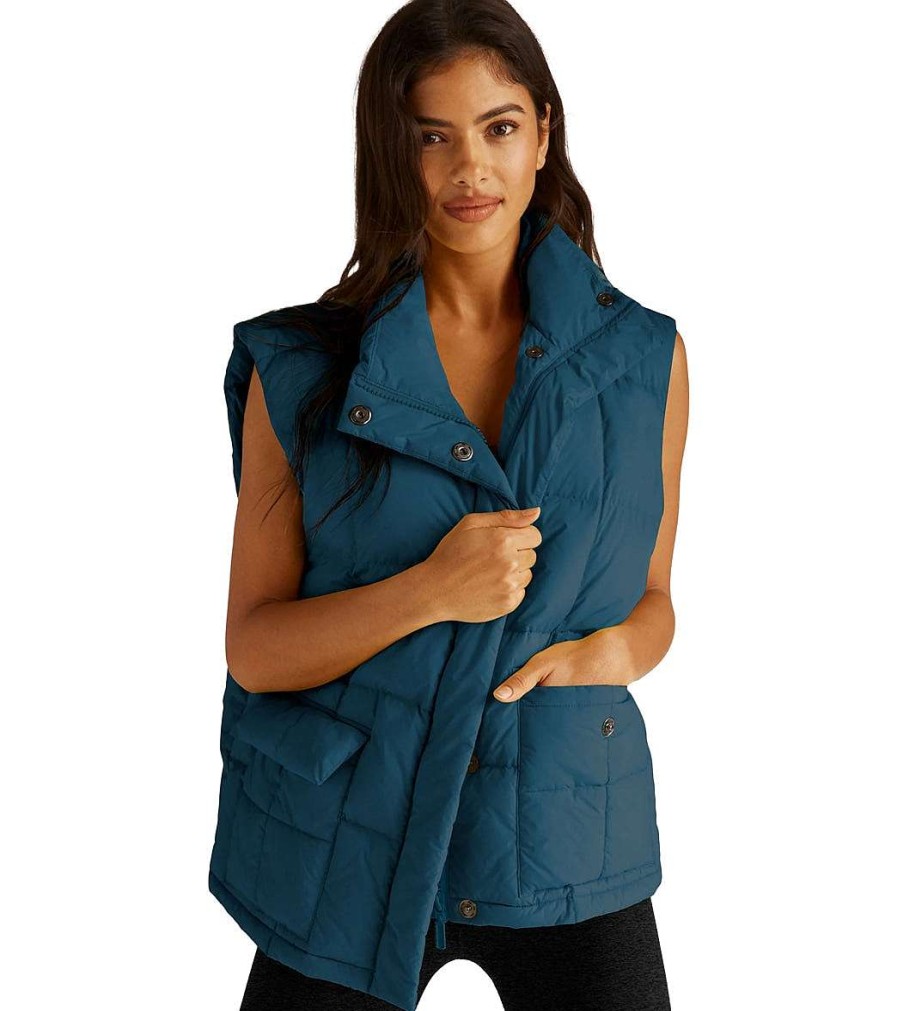 Clothing Beyond Yoga Yoga Jackets & Sweatshirts | Puffer Vest Blue Gem