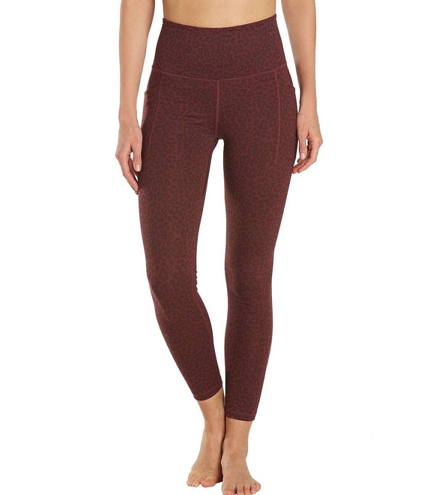 Clothing Everyday Yoga Yoga Leggings | Uphold Cheetah High Waisted 7/8 Leggings With Pockets 25" Burgundy Cheetah