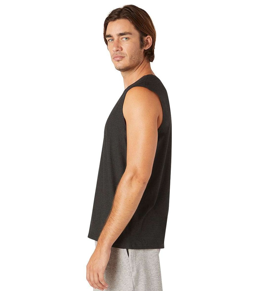 Clothing Beyond Yoga Men'S Yoga Shirts | Featherweight Freeflo Muscle Tank Darkest Night