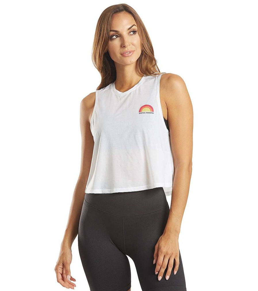 Clothing Spiritual Gangster Yoga Tops | Sun Active Crop Tank White