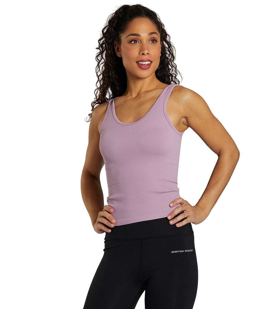 Clothing Spiritual Gangster Yoga Tops | Infinity Seamless Tank Amethyst