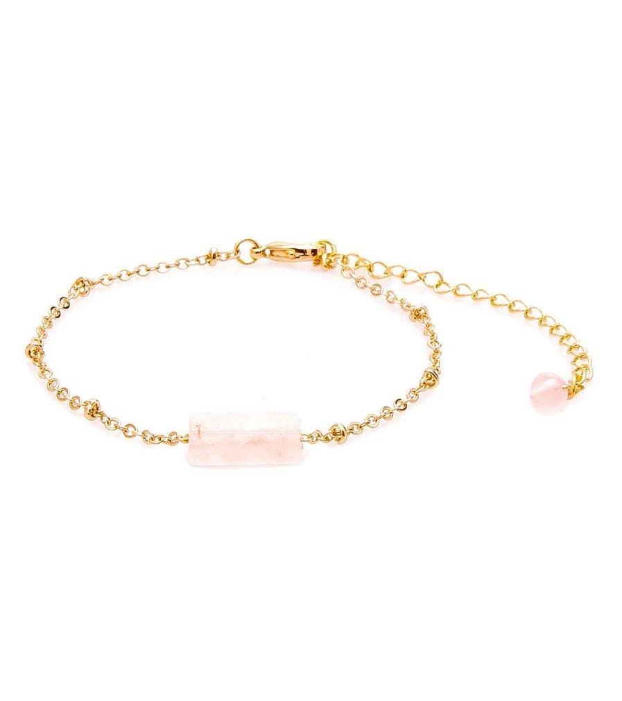 Accessories Lotus and Luna | Love Rose Quartz Stone Of The Earth Bracelet Pink/Gold