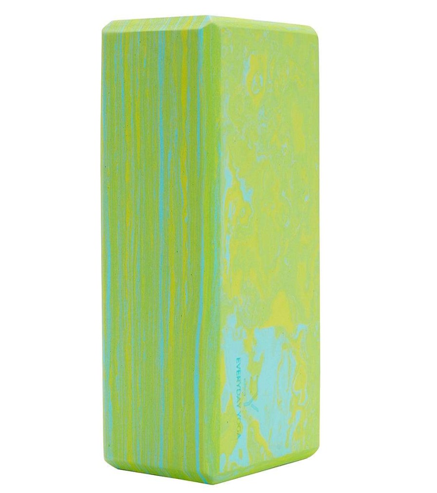 Yoga Mats & Props Everyday Yoga | Kid'S 3 Inch Marbled Foam Yoga Block Turquoise Multi