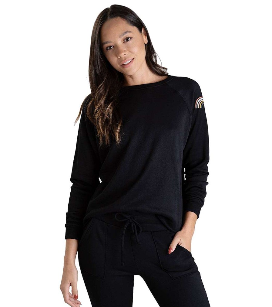 Clothing Jala Yoga Jackets & Sweatshirts | Rainbow Crop Pullover Black