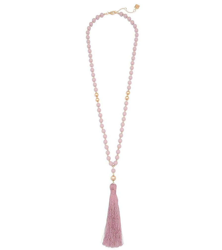 Accessories Zenzii | Matte Beaded Necklace With Tassel