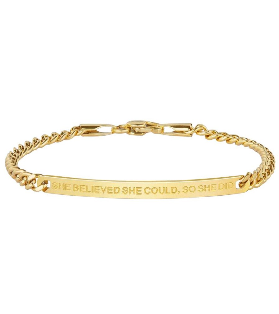 Accessories Mantraband | She Believed She Could, So She Did Chain Bracelet Yellow Gold