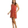 Clothing Yak & Yeti Yoga Dresses & Skirts | Casual Layered Lace Hem Dress Rust