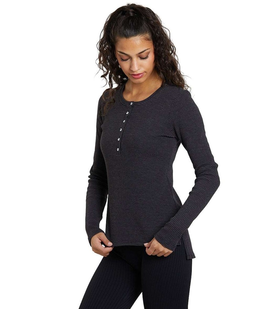 Clothing NUX Yoga Tops | Henley Long Sleeve