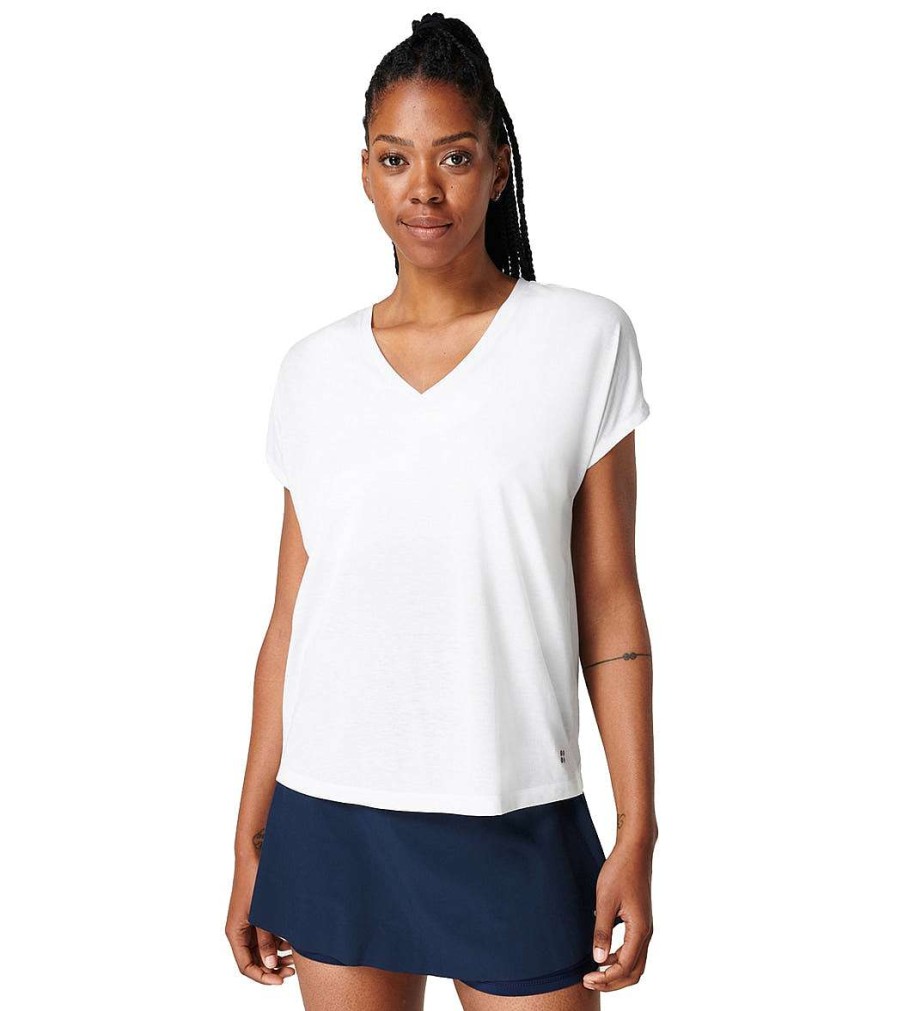 Clothing Sweaty Betty Yoga Tops | Split Back T-Shirt White