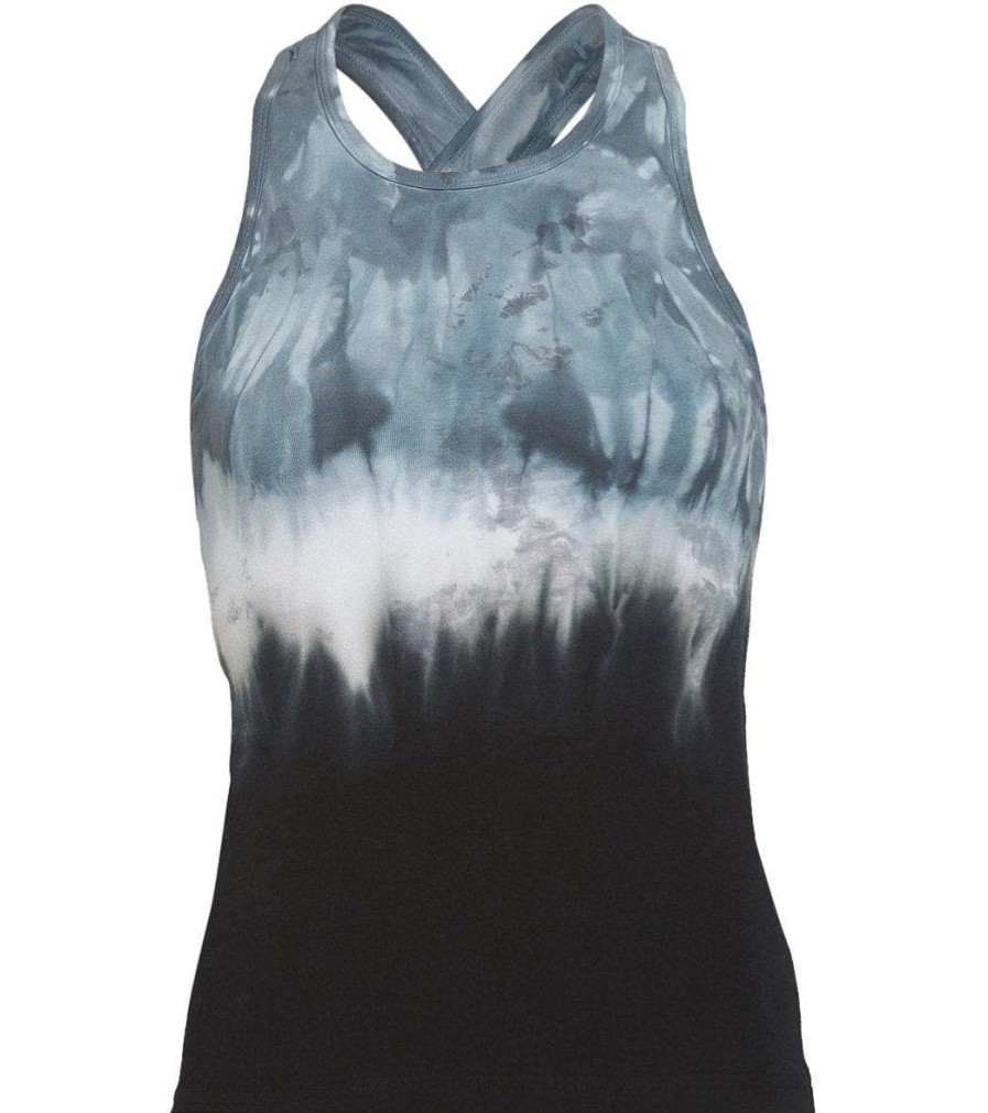 Clothing Hard Tail Yoga Support Tanks | Printed Open Back Support Tank Top Navy/White Rainbow Horizon